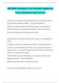 MDARD Michigan Core Pesticide Applicator  Exam Questions and Answers