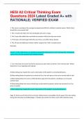 HESI A2 Critical Thinking Exam Questions 2024 Latest Graded A+ with RATIONALE| VERIFIED EXAM