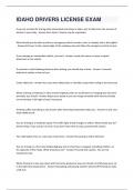 IDAHO DRIVERS LICENSE EXAM QUESTIONS WITH 100 &percnt; CORRECT ANSWERS &vert; VERIFIED 
