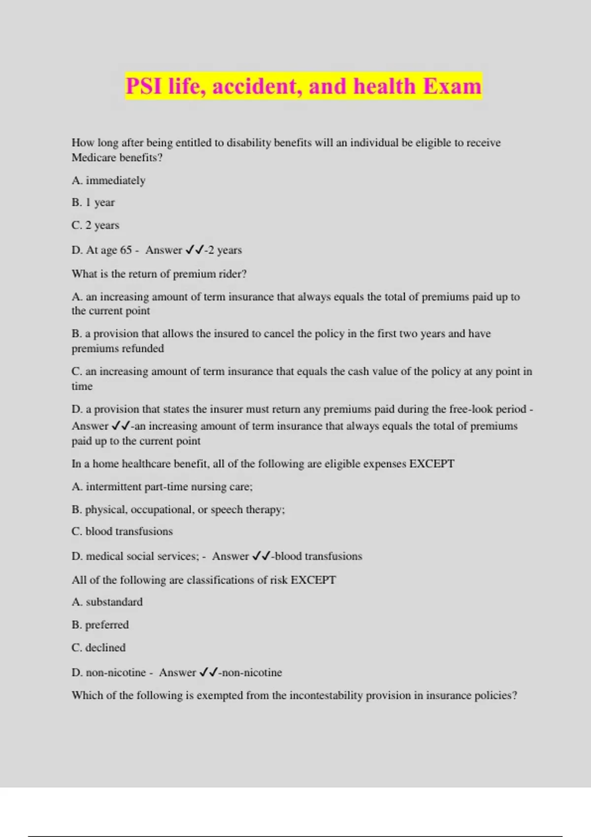 psi-life-accident-and-health-exam-psi-insurance-stuvia-us