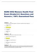 NURS 6552 Womens Health Final  Exam (Graded A+) Questions and  Answers | 100% Guaranteed Pass Question11/1 A The symphysis .  pubis BTheumbilicus . C Thexiphoid .  process D Noneofthe .  above Question20/1 AMenarcheaftertheageof12 . BNulliparity . C Menop