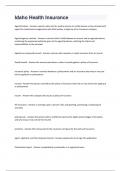 Idaho Health Insurance questions with 100&percnt; correct answers