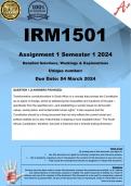 IRM1501 Assignment 1 &lpar;COMPLETE ANSWERS&rpar; Semester 1 2024 - DUE 4 March 2024 