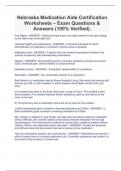 Nebraska Medication Aide Certification Worksheets – Exam Questions & Answers (100% Verified).