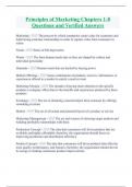 Principles of Marketing Chapters 1-8 Questions and Verified Answers