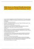 HESI-Focus on Mental Health Questions with Complete Verified Solutions 2024