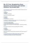 Bio 101 Final- Straighterline Exam Questions and Answers with Verified Solutions Top Graded 2024 