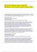 NUR 2474 Pharm Exam 2 NCLEX Questions and answers latest update 2024&period;