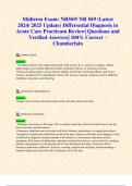 Midterm Exams: NR569/ NR 569 (Latest 2024/ 2025 Updates STUDY BUNDLE WITH COMPLETE SOLUTIONS)Differential Diagnosis in Acute Care Reviews| Questions and Verified Answers| 100% Correct – Chamberlain