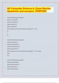 AP Computer Science A&comma; Exam Review  Questions and answers&period; VERIFIED&sol;
