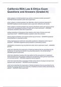 RDA LAW AND ETHICS EXAM PACKAGE DEAL QUESTIONS AND ANSWERS 100&percnt; ACCURATE