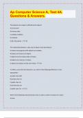 Ap Computer Science A&comma; Test 4A&period;  Questions & Answers&period;