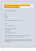 AP Computer Science A&colon; Unit 2 Exam Questions & Answers&sol;