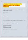 AP COMPUTER SCIENCE A UNIT 1  EXAM Questions and answers&period;  VERIFIED&period;
