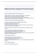 National Home Inspector Practice Exam Questions with correct Answers