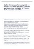 CWEA Maintenance Technologist 1 Practice Questions &lpar;Practice Questions and Answers to the CWEA MT Practice Test&rpar; Answered Correctly&excl;&excl;