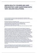 ABFM HEALTH COUNSELING AND PREVENTIVE CARE QUESTIONS WITH 100&percnt; SOLVED SOLUTIONS&period;
