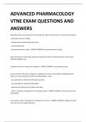 ADVANCED PHARMACOLOGY  VTNE EXAM QUESTIONS AND  ANSWERS