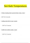 ServSafe Temperatures Questions and Answers (2024 / 2025) (Verified Answers)