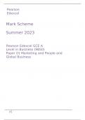 Pearson Edexcel GCE A Level in Business (9BS0) Paper 01 Marketing and People and Global Business  Mark Scheme Summer 2023
