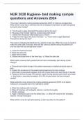  NUR 3028 Hygiene- bed making sample questions and Answers 2024