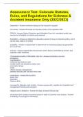 Assessment Test- Colorado Statutes, Rules, and Regulations for Sickness & Accident Insurance Only (2022/2023)