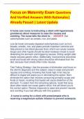 Focus on Maternity Exam Questions And Verified Answers With Rationales&vert; Already Passed &vert; Latest Update