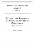 Solutions Manual For Elementary Statistics Using the TI-83 84 Plus Calculator 4th Edition By Mario F. Triola (All Chapters, 100% Original Verified, A+ Grade)
