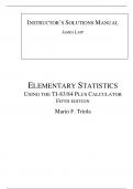Solutions Manual For Elementary Statistics Using the TI-83 84 Plus Calculator 5th Edition By Mario F. Triola (All Chapters, 100% Original Verified, A+ Grade)