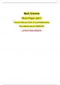 Mark Scheme  Mock Paper (set1)  Pearson Edexcel GCE A Level Mathematics  Pure Mathematics 2 (9MA0/02)  LATEST 2024 UPDATE
