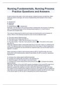Nursing Fundamentals&comma; Nursing Process  Practice Questions and Answers