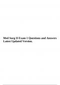 Med Surg II Exam 1 Questions and Answers Latest Updated Version.