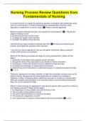 Nursing Process Review Questions from  Fundamentals of Nursing