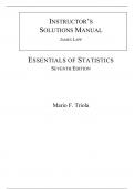 Solutions Manual For Essentials of Statistics 7th Edition By Mario Triola (All Chapters, 100% Original Verified, A+ Grade)