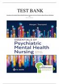 Test Bank - Essentials of Psychiatric Mental Health Nursing, 8th Edition (Morgan and Townsend, 2024), Chapter 1-32 | All Chapters