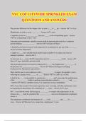 NYC COF CITYWIDE SPRINKLER EXAM QUESTIONS AND ANSWERS