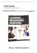 Test Bank For Leading and Managing in Nursing 7th Edition by Patricia S. Yoder-Wise||ISBN NO:10,0323449131||ISBN NO:13,978-0323449137||All Chapters||Complete Guide A+