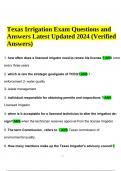 Texas Irrigation Exam Questions and Answers Latest Updated 2024 (Verified Answers)