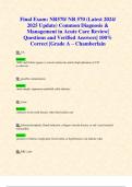 Final Exam: NR570/ NR 570 (Latest 2024/ 2025 Update) Common Diagnosis & Management in Acute Care Review| Questions and Verified Answers| 100% Correct |Grade A – Chamberlain