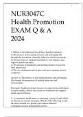 NUR3047C HEALTH PROMOTION EXAM Q & A 2024&period;