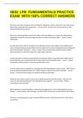 HESI  LPN  FUNDAMENTALS PRACTICE EXAM  WITH 100&percnt; CORRECT ANSWERS
