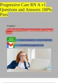 Progressive Care RN A v1 Questions and Answers 100% Pass
