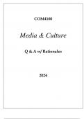 COM4100 MEDIA & CULTURE EXAM Q & A WITH RATIONALES 2024.