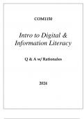 COM1150 INTRO TO DIGITAL & INFORMATION LITERACY EXAM Q & A WITH RATIONALES 2024.