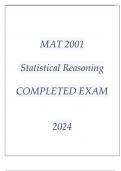 MAT 2001 STATISTICAL REASONING EXAM Q & A WITH RATIONALES 2024.