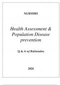 NURS5003 HEALTH ASSESSMENT & POPULATION DISEASE PREVENTION EXAM Q & A