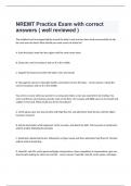 NREMT Practice Exam with correct answers ( well reviewed )