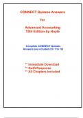 CONNECT Quizzes Answers for Advanced Accounting, 15th Edition by Joe Ben Hoyle (All Chapters included)