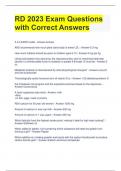 Bundle For RD Exam Questions with Correct Answers