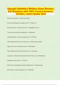 Georgia Esthetics Written Exam Review &vert; 520 Questions with 100&percnt; Correct Answers &vert; Verified &vert; Latest Update 2024